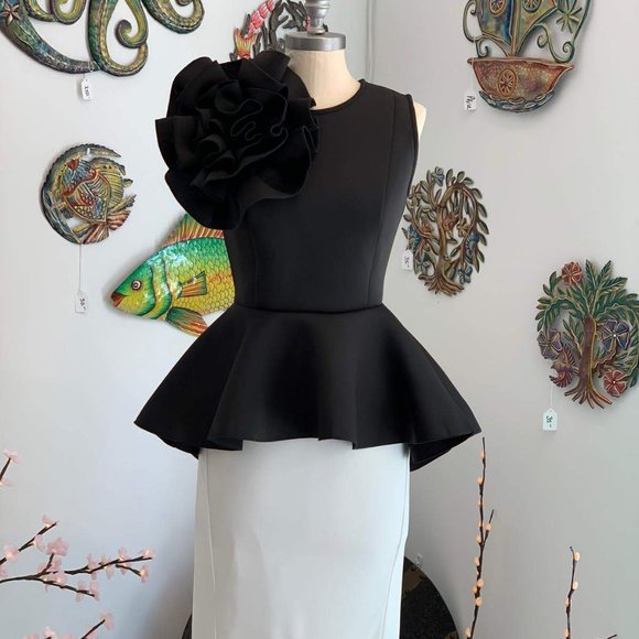Black Peplum Top - Picture 1 of 8